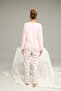 Pink Ribbon Pattern Knitted Cotton Pajamas Suit25240259 - 3