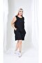 Black Wrinkled Fabric Plus Size Shorts Suit - 8