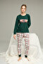 Green Plaid Knitted Cotton Pajamas Suit25240237 - 2