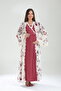 Women's Burgundy Flounced Design Patterned Lace Full Length Maternity Maternity Dressing Gown Nightgown Set - 5
