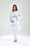 Women's Blue Special Design Patterned Maternity Maternity Dressing Gown Pajama Set - 7
