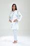 Women's Blue Special Design Patterned Maternity Maternity Dressing Gown Pajama Set - 6