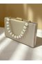 Skin Nude Satin Color Gold Detrayed Pearl Handle Evening Dress Bag Evening Bag Engagement Wedding Bag - 3