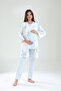 Women's Blue Special Design Patterned Maternity Maternity Dressing Gown Pajama Set - 5