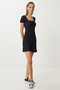 Textured Summer Mini Knitted Dress Lub0182 Black - 2