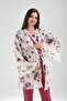 Women's Burgundy Flounced Special Design Patterned Lace Maternity Maternity Dressing Gown Pajama Set
