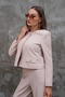 Women's Special Design Dobby Woven Fabric Suit – Elegant Textured, High Waist Trousers with Button Detail - 4