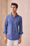 Men's Slim Fit Slim Fit Buttoned Collar Linen Look 100% Cotton Flared Shirt - 8