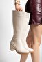 Oval Toe Side Zipper Heeled Women's Boots 7cm Heel D-08