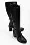 Oval Toe Side Zipper Heeled Women's Boots 7cm Heel D-08