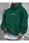 Whatever Printed Hooded Pocket Cotton Green Sweatshirt