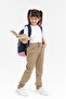 Girls' Waist Drawstring School Camisole Pants Beige G2025-2