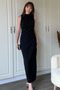 Black Draped Slit Midi Dress - 4