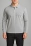 Unisex Gray Long Sleeve Polo Neck Lacoste T-Shirt School High School Adult Ready to Wear 100% Cotton - 2