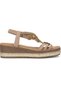 25Y171 Women's Beige Cream Platform Thick Padding Sole Orthopedic Floral Stone Summer Daily Sports Sandals