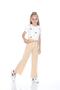 Girls' Suit with Bow Embroidered T-Shirt and Striped Milan Fabric Pants - 2