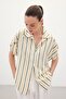 Linen Blend Striped Shirt - Khaki - 2