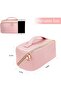 Large Capacity Travel Cosmetic Bag for Women - PU Leather Waterproof Makeup Organizer Bag wit - 3