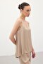 Satin Blouse with Strap - Mink - 2