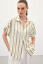 Linen Blend Striped Shirt - Khaki - 6