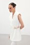 Long Vest with Side Accessories - Ecru - 5