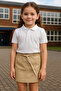 Girl's Beige School Ribbed Camisole Waist Canvas Shorts Skirt - 3