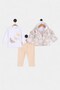 Baby Girl Butterfly Printed Hooded Raincoat, Jacket, Seasonal, 2 Thread Bottom Top 3 Piece Set - 4