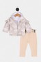 Baby Girl Butterfly Printed Hooded Raincoat, Jacket, Seasonal, 2 Thread Bottom Top 3 Piece Set - 2