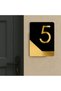 Apartment -Wall - Door - Hotel Number Laser Cut (Black & Gold 14X10 cm) Number 5 Five