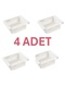 منظم رف الثلاجة مكون من 4 قطع، سلة تنظيم متعددة الأغراض قابلة للتعديل - أبيض