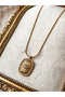 Eye Figured Medallion Steel Women's Necklace – Does Not Blacken, Stylish Design