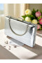 2026 Collection Elegant Silver Lamé Snake Patterned Shiny Leather Women's Evening Dress Bag with Chain Wedding Engagement - 3