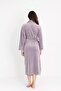 Chest Embroidered Niki Velvet Bamboo Cotton Dressing Gown - 5