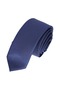 Navy Blue Single Color Plain Dupon Satin Woven Thin Fashion Slim Tie - 2