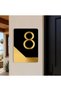 Circle -Wall - Door - Hotel Number Laser Cut (Black & Gold 14X10 cm) Number 8 Eight - 2