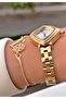 Elegant Square Case Women's Wrist Watch – Stylish Design with Gold Steel Band - 3