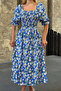 Women's Blue Patterned Ethnic Authentic Short Sleeve Dress - 3