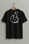 Oversize Middle Finger Unisex T-Shirt with Visual Pocket and Back Design - 2
