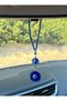 Glass Navy Blue Square Evil Eye Beaded Car Mirror Ornament Car Charm Evil Eye Protection