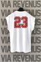 Number 23 Red Printed Zero Sleeve Crew Neck Sports Tshirt