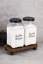 Set of 2 Glass Jar Detergent Dispenser with Wooden Stand 2 Scale Colors & Whites Storage Container 3000ml - 6