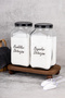 Set of 2 Glass Jar Detergent Dispenser with Wooden Stand 2 Scale Colors & Whites Storage Container 3000ml