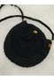 Design Hand Knitted Paper Rope Oval Baguette Shoulder Bag (Color Black) - 4