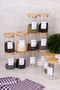 12-Piece Bamboo Vacuum Lid Borosilicate Spice Set Glass Spice Rack Set with Label Gift 250 ml - 2