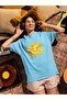 Men/Women Smiling Sun Transfer Printed Round Neck Short Sleeve T-Shirt - 2