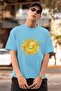 Men/Women Smiling Sun Transfer Printed Round Neck Short Sleeve T-Shirt