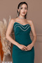 Atlas Fabric Strapless Pencil Dress - Zemrute Green - 5