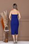 Atlas Fabric Strapless Pencil Dress - Cobalt Blue - 8
