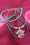 Turquoise Rope Bracelet with 3 Sea Shells, Pearls, Tassels, Elevator and Elastic. Women's Rope Bracelet Anklet - 4