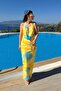 Solara Draped Low-Cut Dress Yellow - 6